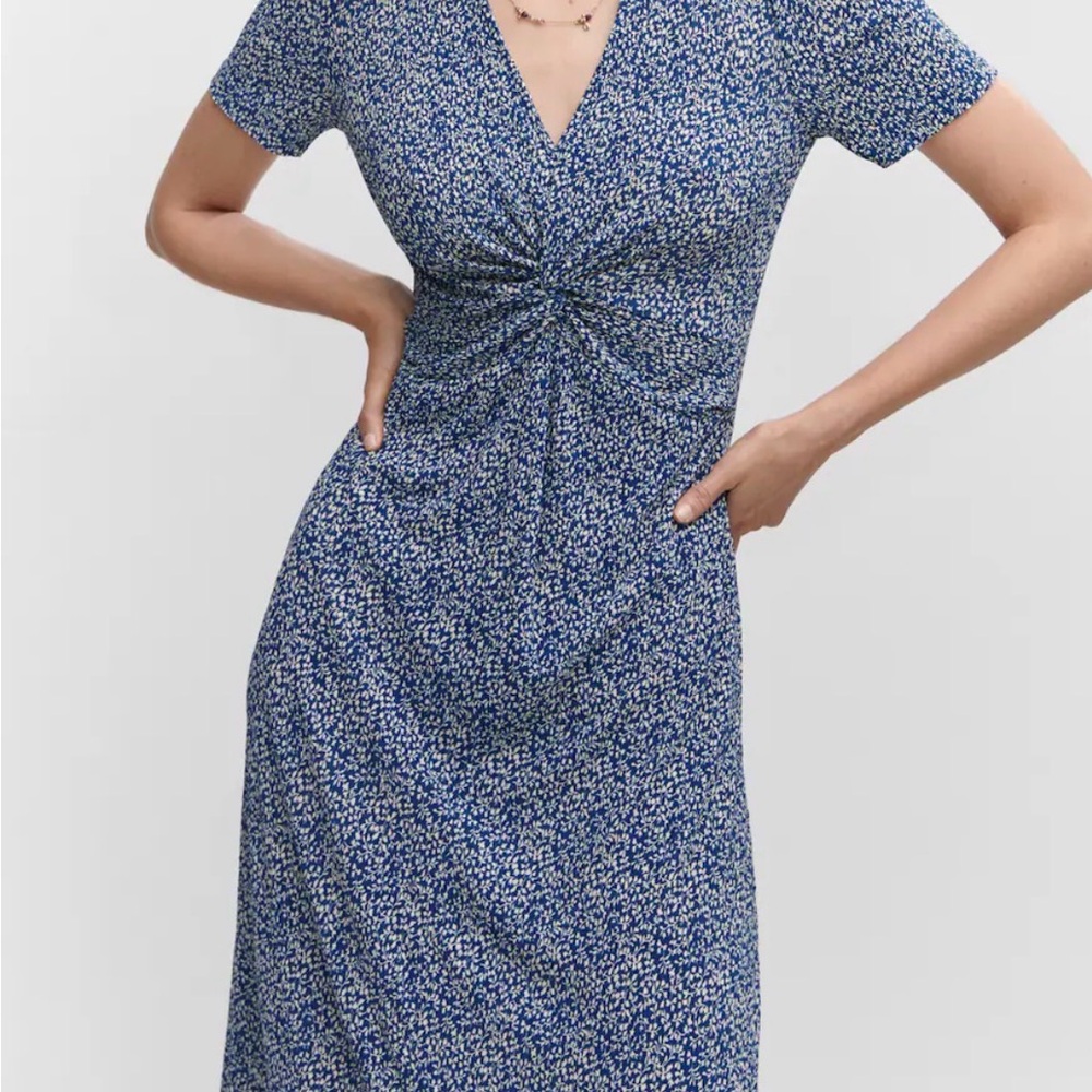 Mango Blue Floral Midi Dress
